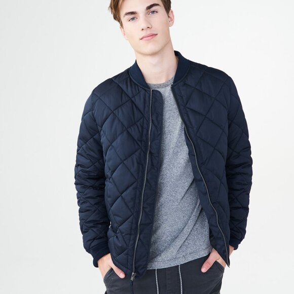 Aeropostale men's navy blue diamond quilted bomber jacket, VG used cond. size S - Picture 1 of 7